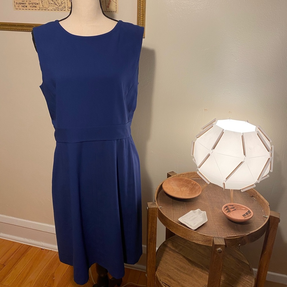 BCBG MaxAzria Blue Crepe A-Line Dress